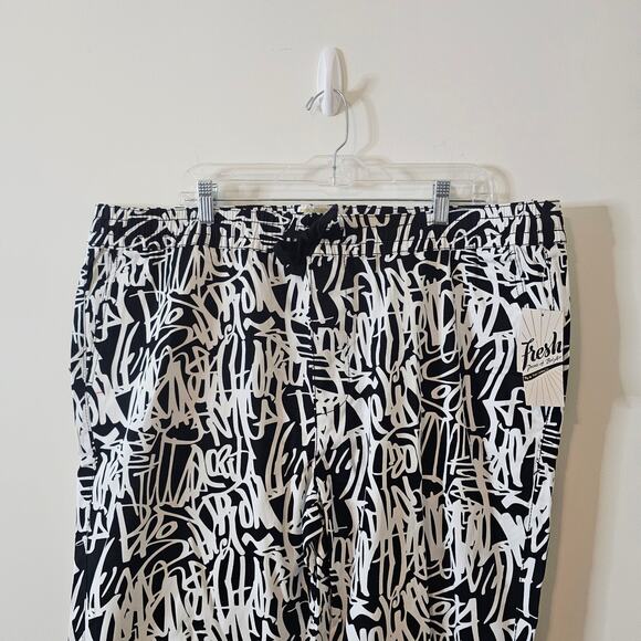 Fresh Prints of Bel-air Black White Stretch Twill Jogger Pants Size 3XL - Picture 3 of 5